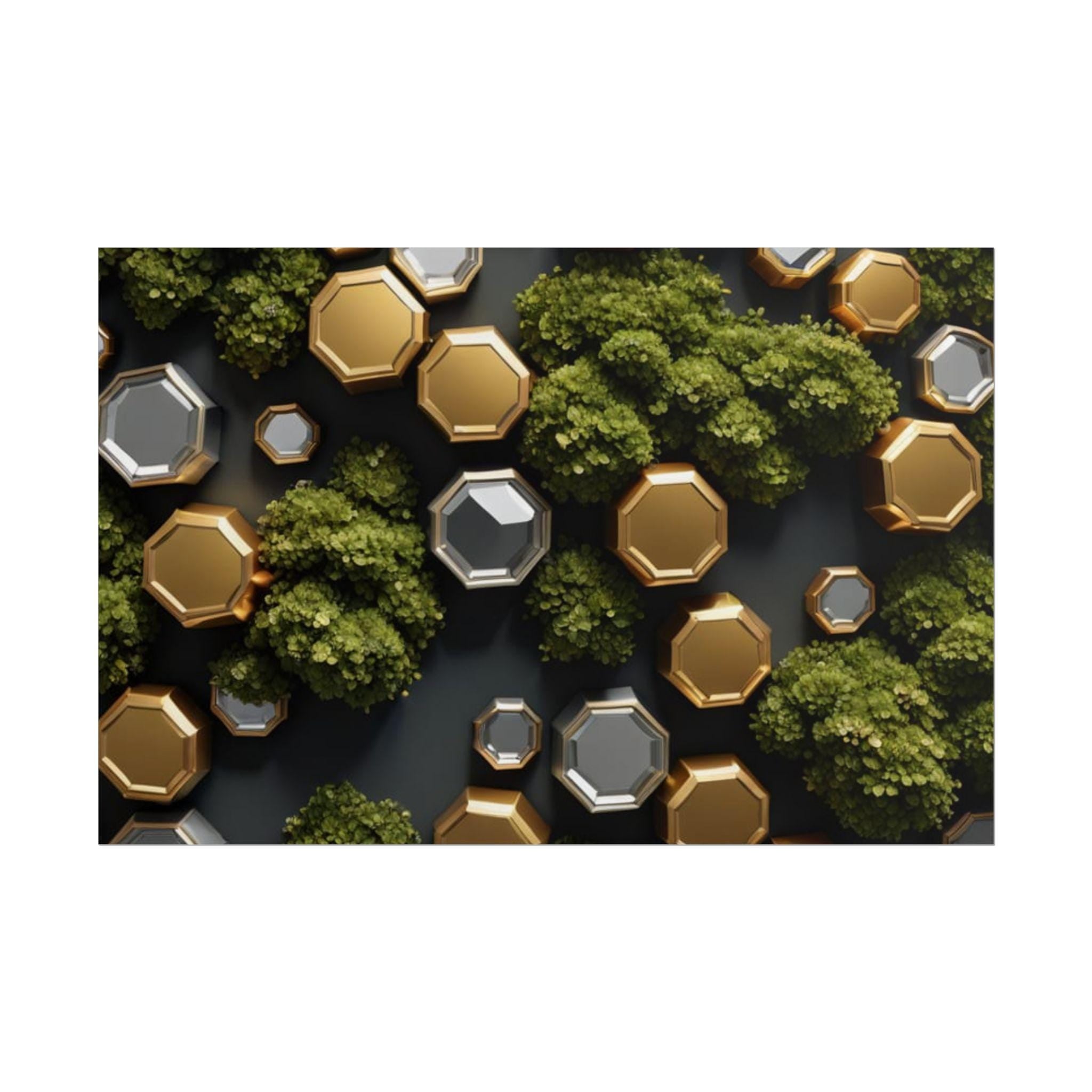 Geometric Moss Poster, Modern Giclée Wall Art