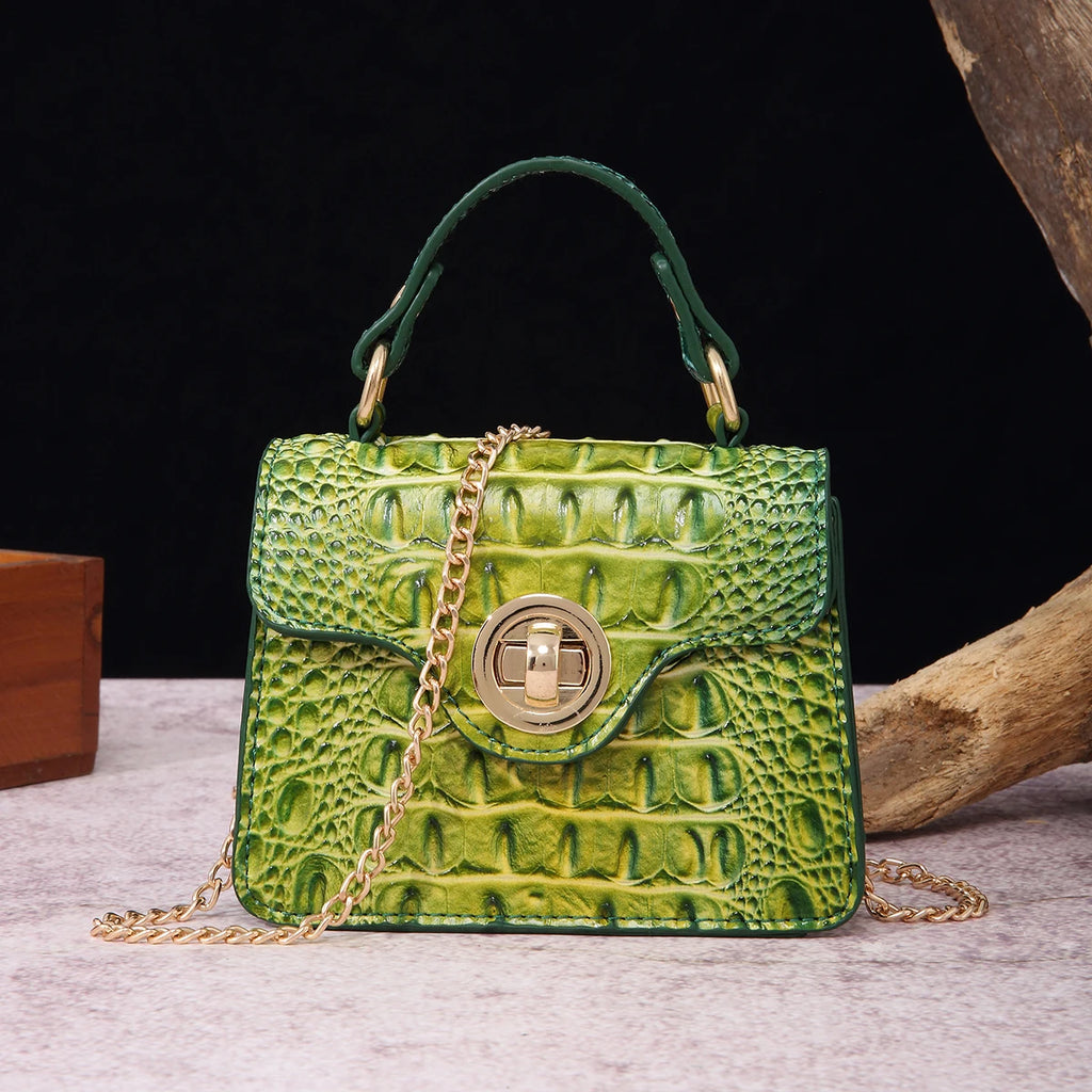 Crocodile Embossed Handbag Classic Style Little Handbag Crossbody Bag Women's Satchel Purse