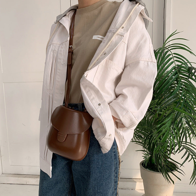 New Ins Super Fire Bag Korean Retro Saddle Bag Shoulder Messenger Small Bag All-Match Mobile Phone Bag for Women-AURA REGALIA 