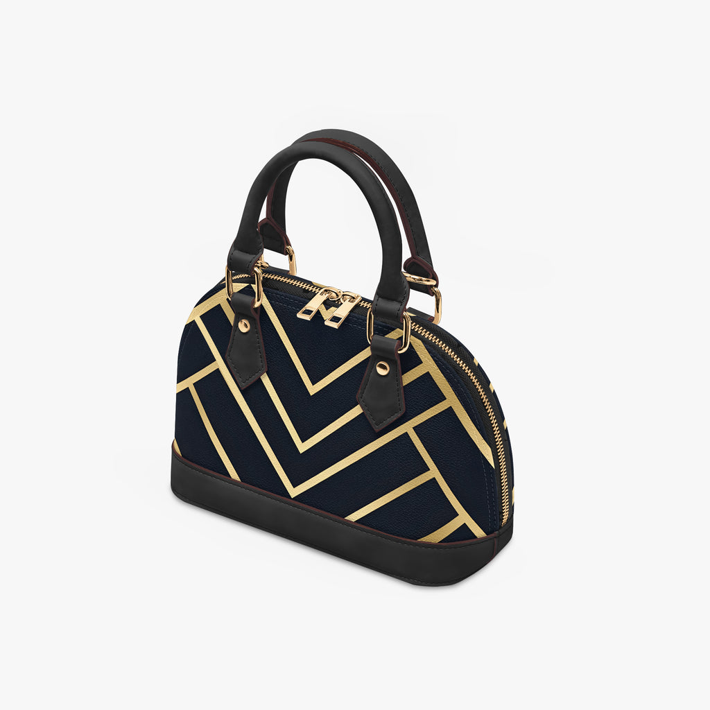 Noir Chevron Dome Satchel Handbag – Art Deco Capsule-AURA REGALIA 