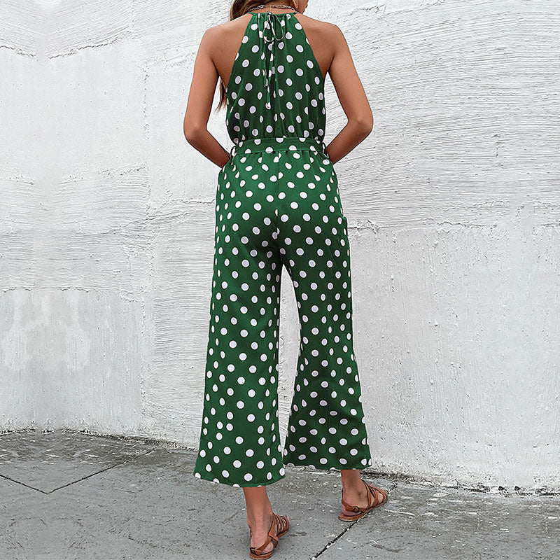 Loose Wide-leg Fashion Polka-dot Jumpsuit-AURA REGALIA 