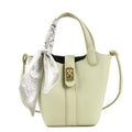 Women's Bag New Lychee Pattern Shoulder Bag Silk Scarf Shoulder Bag Female Small Fresh Messenger Bag Lock Buckle Bucket Bag-AURA REGALIA 