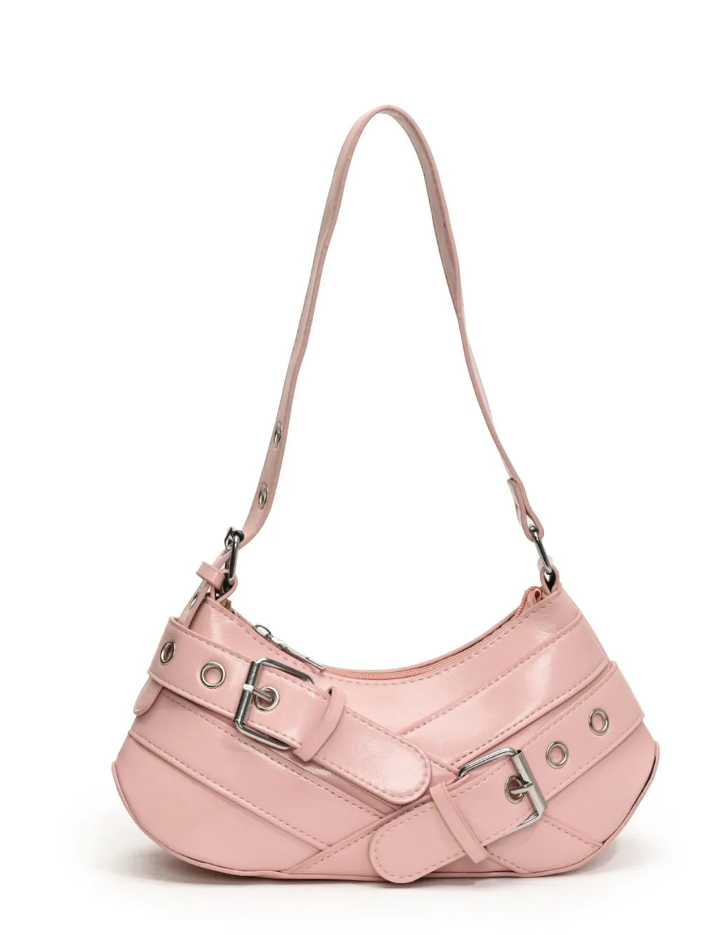 PU Leather Buckle Shoulder Bag-AURA REGALIA 