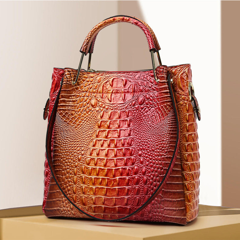Handbag Women's Fashion Embossed Tote Bag Large Capacity Maternity Bucket Bag-AURA REGALIA 