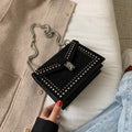 Scrub Leather Brand Designer Shoulder Simple Bags For Women Chain Rivet Luxury Crossbody Bag Female Fashion Small Handbags-AURA REGALIA 