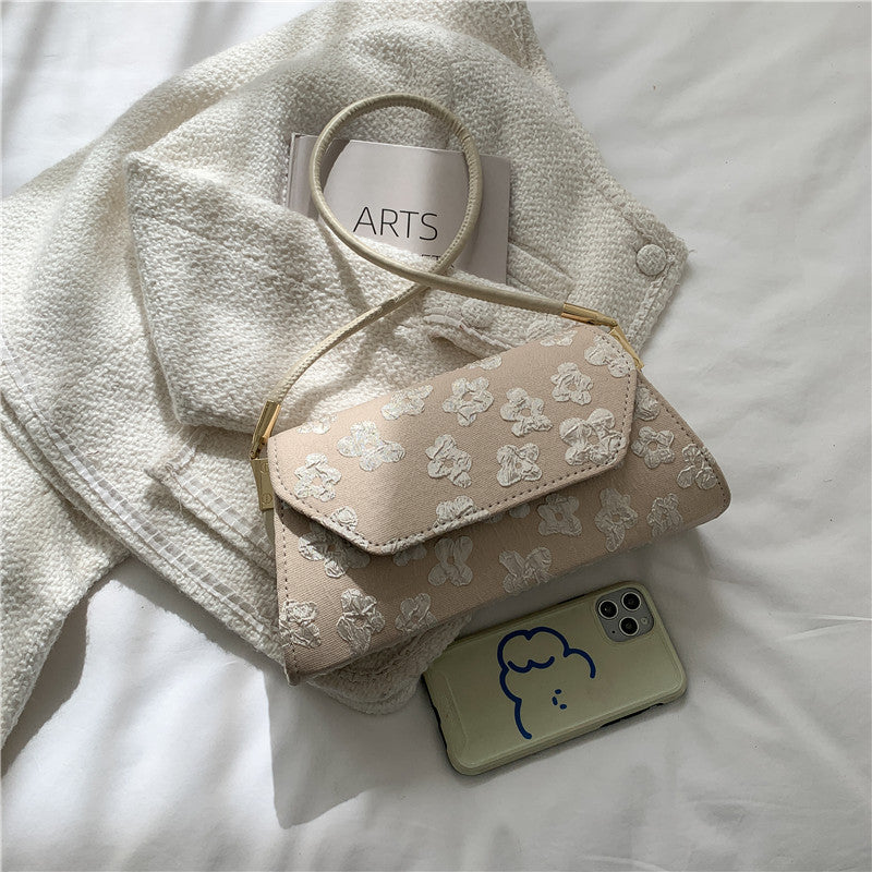 Women Bag Solid Color New Trendy Tote Bag Printing Fashion Hand-Held One-Shoulder Underarm Bag Western Style Oblique Cross Small Bag