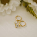 Sophie Baguette Diamond Dangle Hoops-AURA REGALIA 
