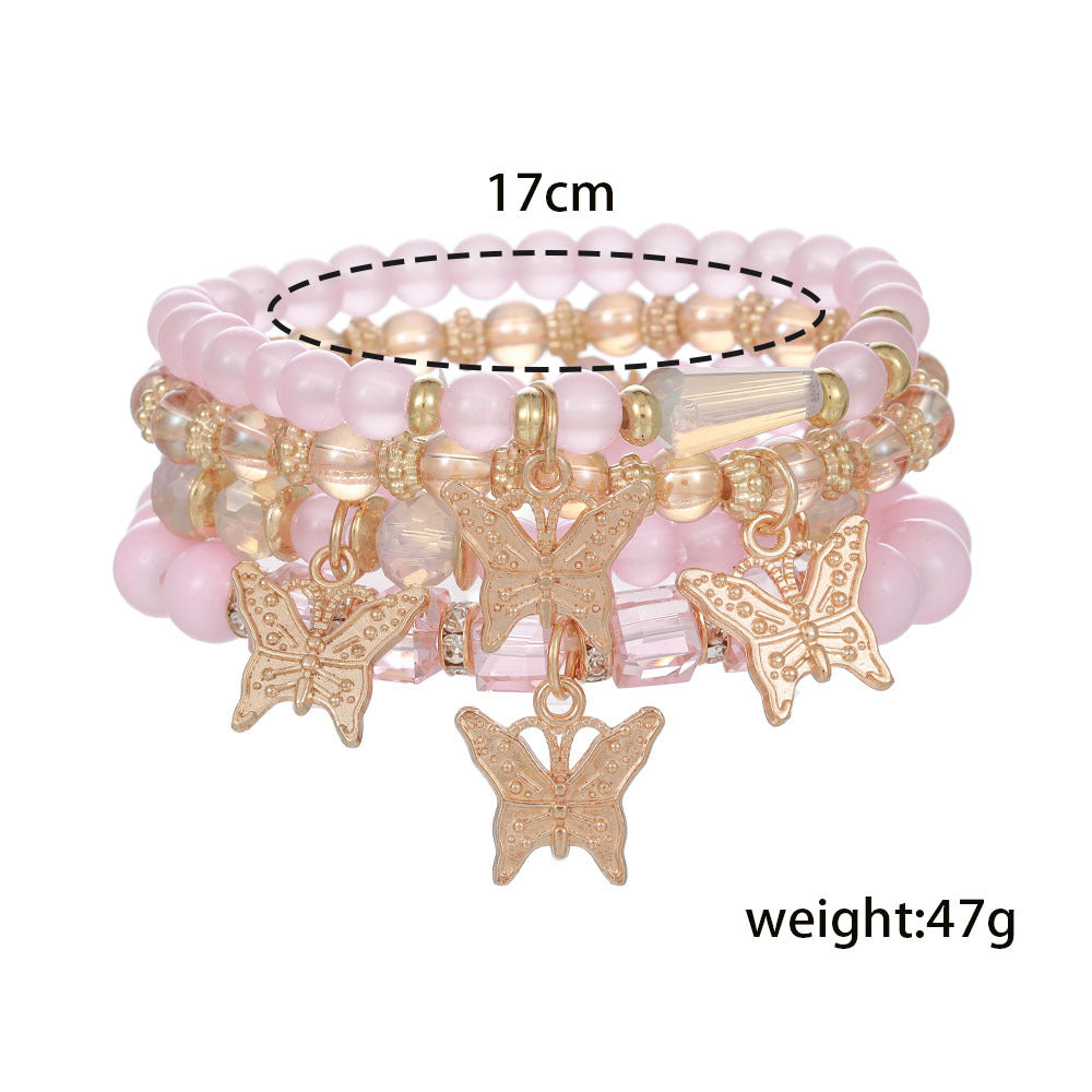Design Sense Niche Twin Elastic Bohemian Butterfly Bracelet For Women