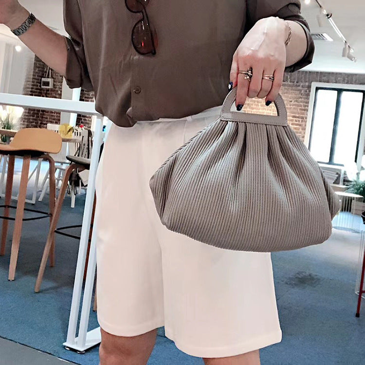 Women Pleated Dumpling Top Handle Purse