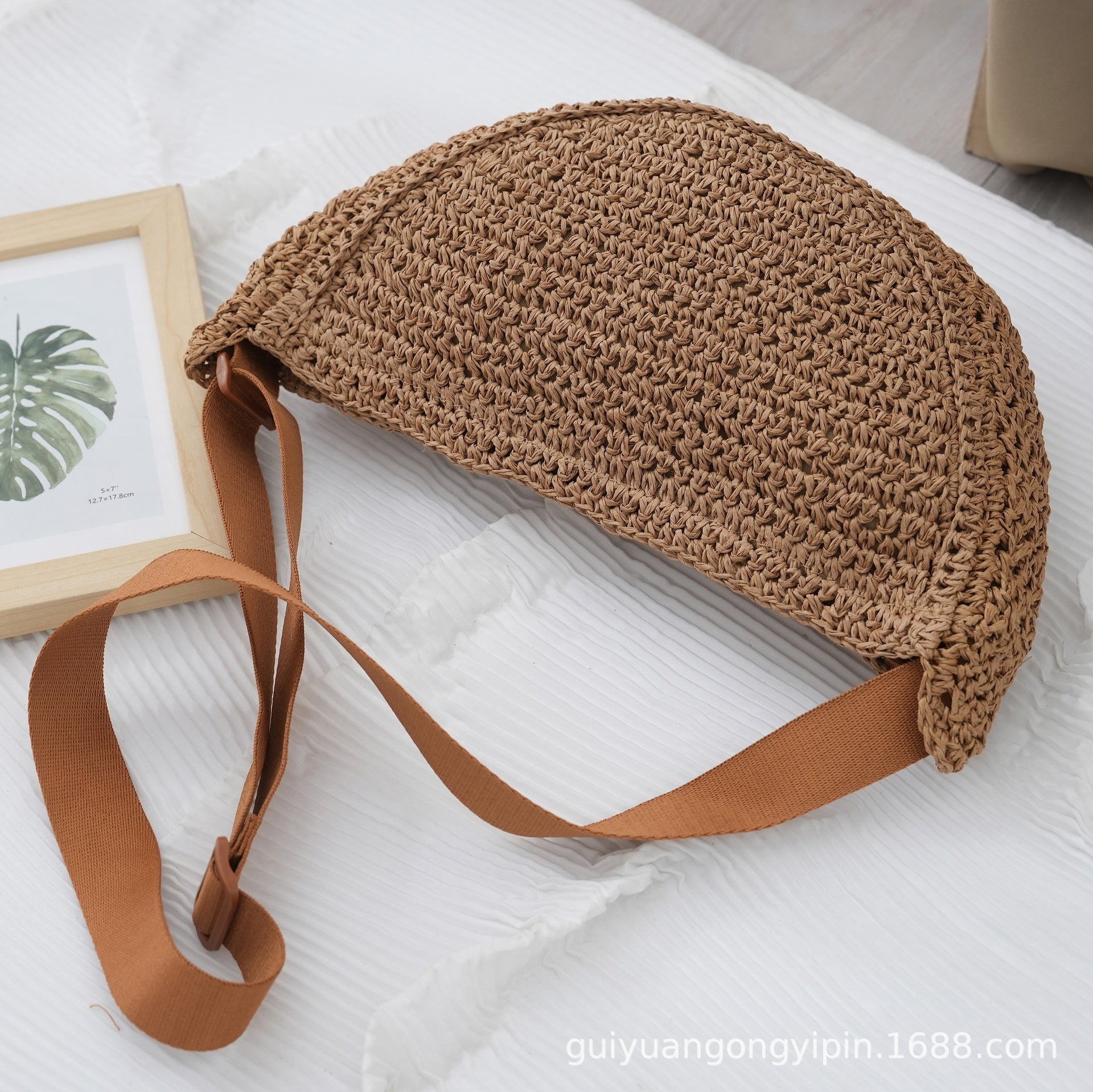 Sports Crossbody Bag Handmade Woven Dumpling Bag Breathable Semicircle Bag Versatile Rattan Bag Summer Beach Bag for Women Luxury-AURA REGALIA 