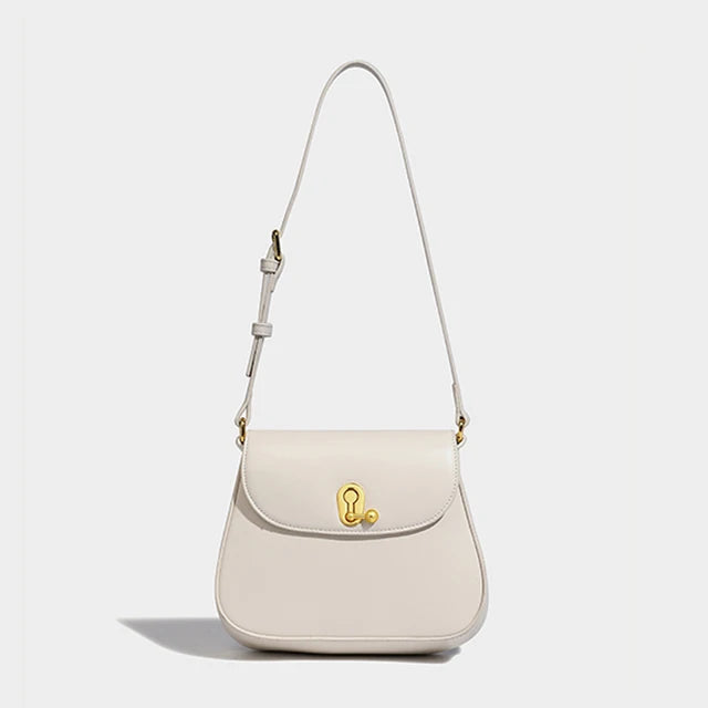 Vintage Elegant Women Flap Purse Shoulder Bags PU Leather Small Tote Handbag Simple Design Crossbody Bag Solid Color