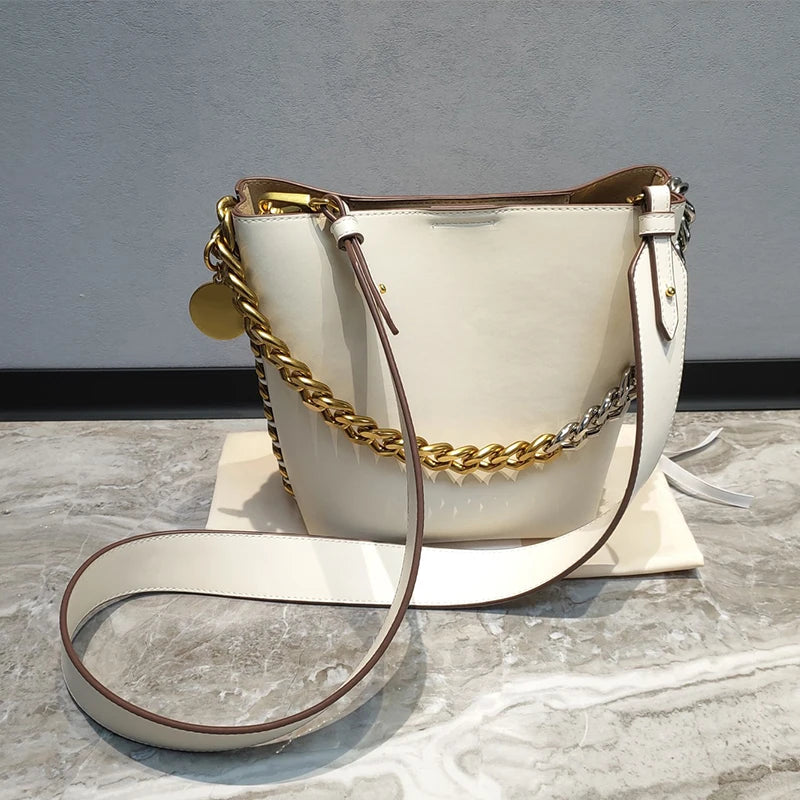 New Women's Bucket Bag Luxury Shoulder Bag High Quality Handbag Fashion Women's Bag Thick Chain Party Bag Wallet-AURA REGALIA 