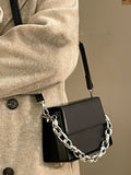 Versatile Simply Chains Solid Color Handbags For Woman New Brand Leather Crossbody Shoulder Bag Fashion-AURA REGALIA 