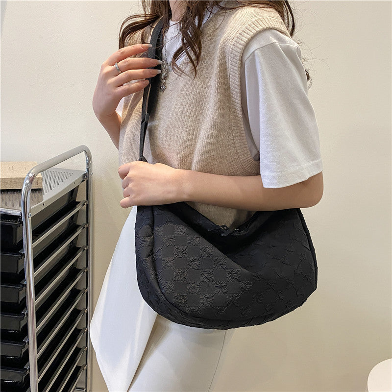 Texture Bag Women's Summer New Fashion Shoulder Bag Underarm Bag Girl Hand-Held Underarm Large Bag Messenger Bag-AURA REGALIA 
