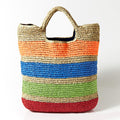 Crochet Summer Beach Bags Colorful Straw Bag Tasselled Women Travel Handmade Handbags girl tote bag-AURA REGALIA 