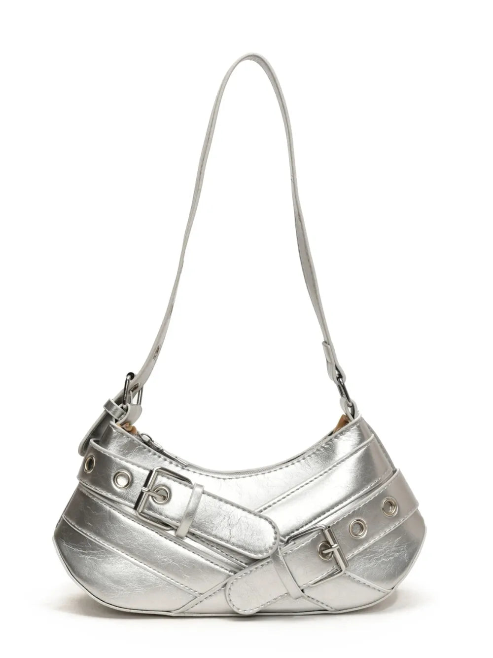 PU Leather Buckle Shoulder Bag-AURA REGALIA 