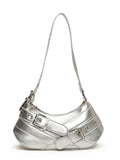 PU Leather Buckle Shoulder Bag-AURA REGALIA 