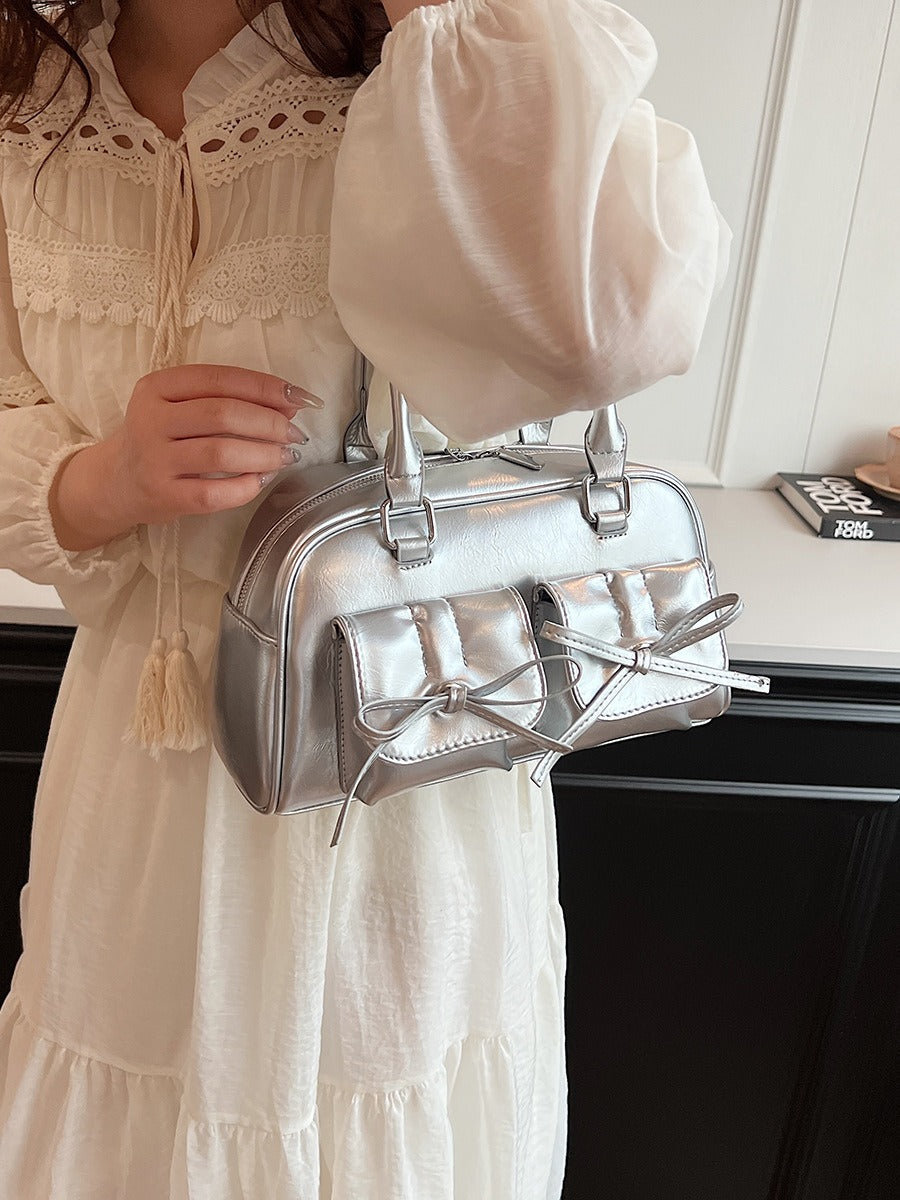 Fashion women's bag new style niche baguette bag handbag shoulder messenger bag bow hot girl armpit bag-AURA REGALIA 