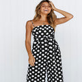 Sleeveless strapless polka dot long jumpsuit-AURA REGALIA 