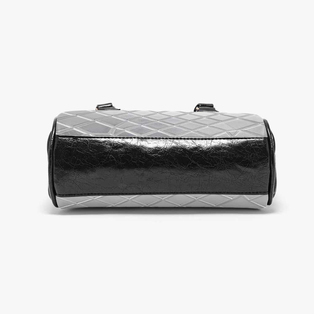 Silver Diamond Shape Casual Leather Saddle Bag | Aura Regalia-AURA REGALIA 