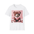 Valentine Teddy Bear Reading T-Shirt | Heart Love Design
