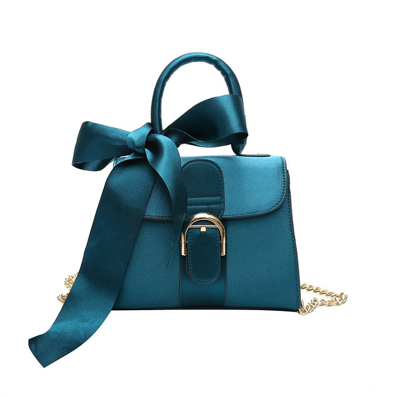 Top-handle bags women handbag chain bags new fashion European style velvet wild bow portable crossbody bags for women-AURA REGALIA 
