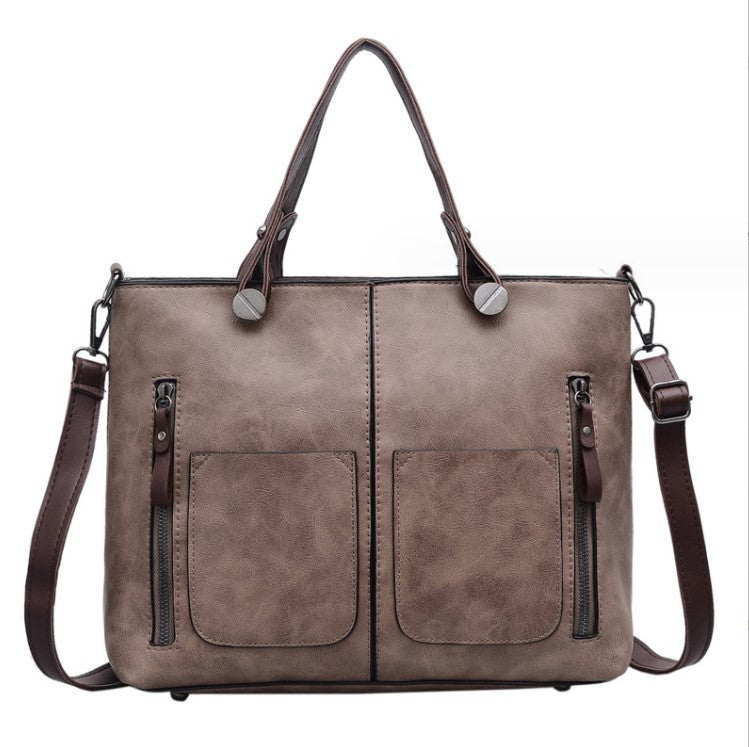 European and American fashion shoulder bag for women large capacity retro women's tote bag simple diagonal cross bag-AURA REGALIA 