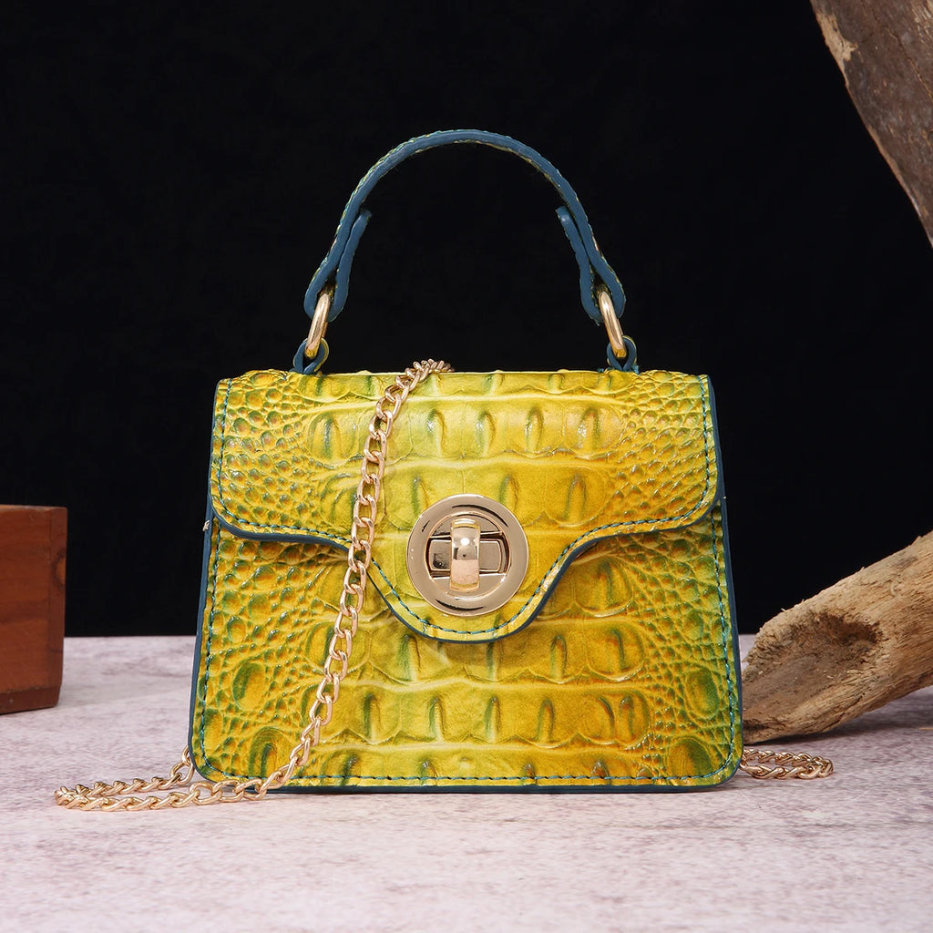 Crocodile Embossed Handbag Classic Style Little Handbag Crossbody Bag Women's Satchel Purse