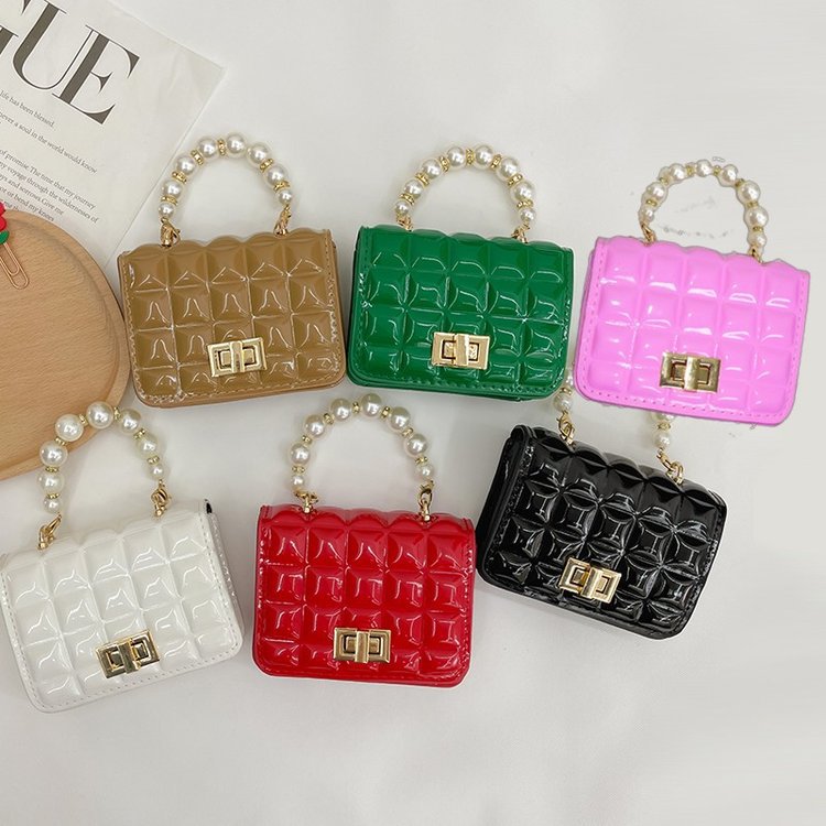 Children's Bag Pearl Tote Bag Princess Bag Mini Pearl Tote Bag Cute Girl Bag Ribbed Bag-AURA REGALIA 
