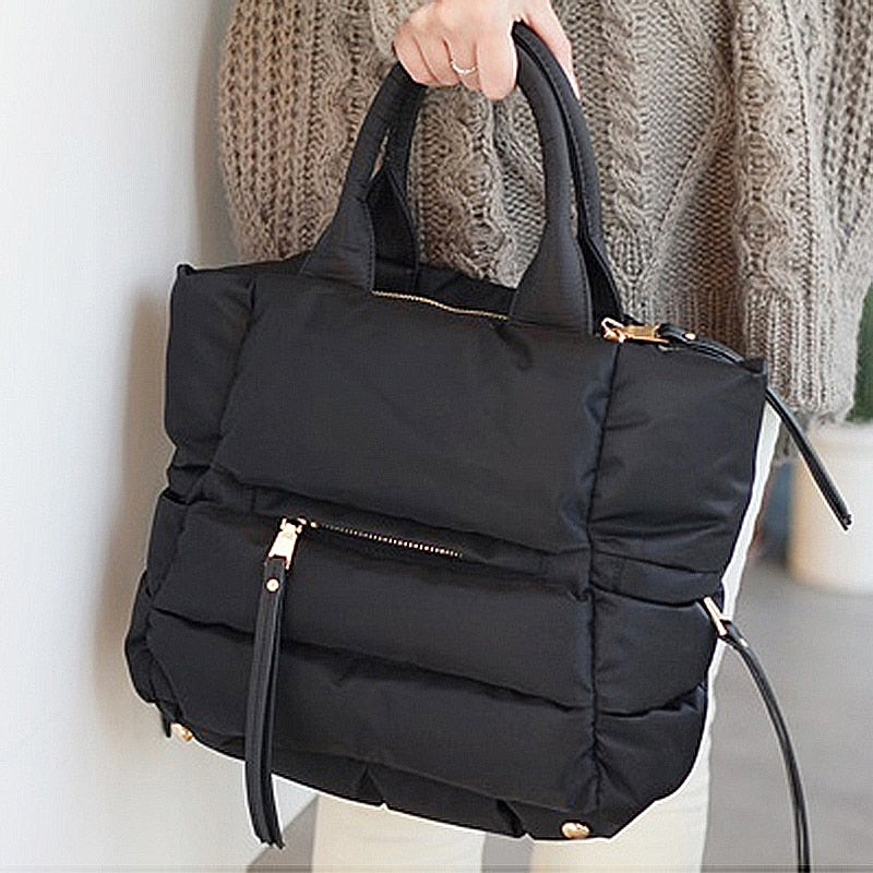 New Winter Space Cotton Handbag Women Casual Totes Bag Down Feather Padded Lady Shoulder Bag Sac A Mian Crossbody Bag-AURA REGALIA 