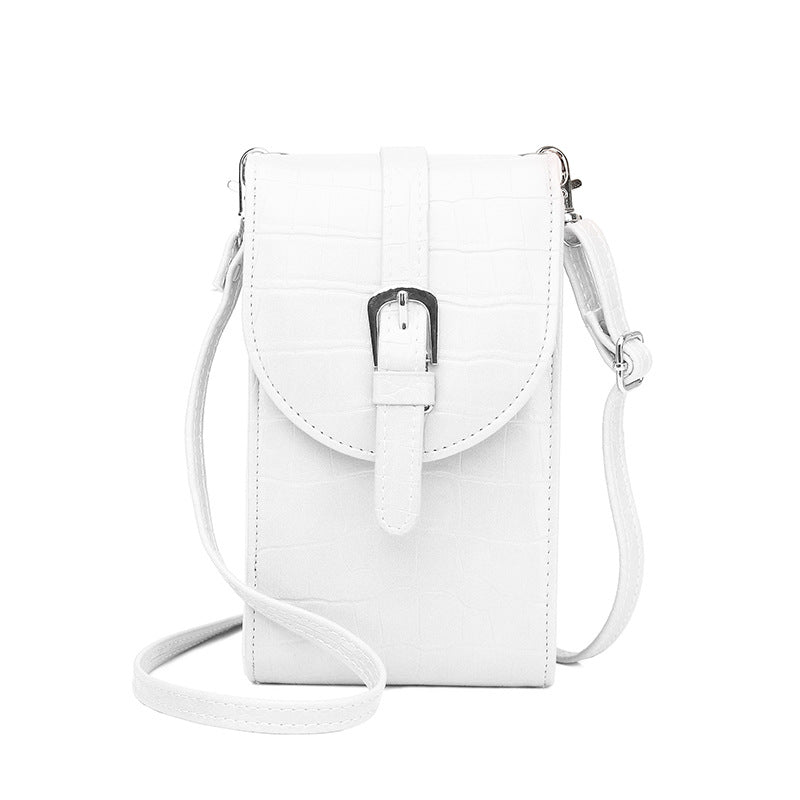 Bag Women's New Messenger Small Square Bag Belt Buckle Shoulder Bag Crocodile Pattern Mobile Phone Bag-AURA REGALIA 