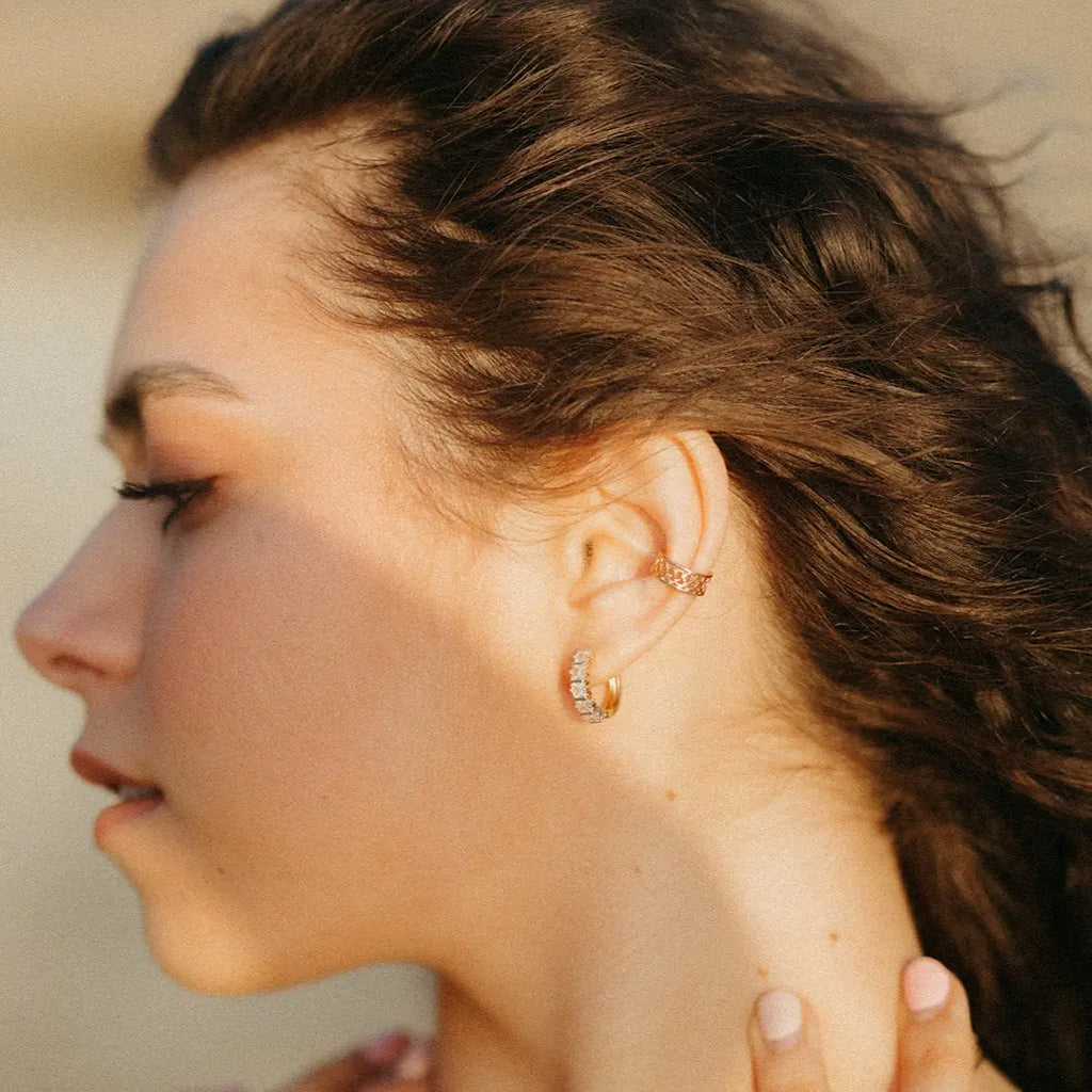 Charlotte Diamond Gold Filled Hoops-AURA REGALIA 