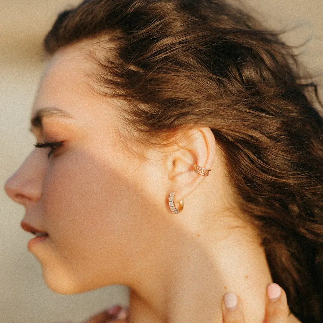 Charlotte Diamond Gold Filled Hoops-AURA REGALIA 