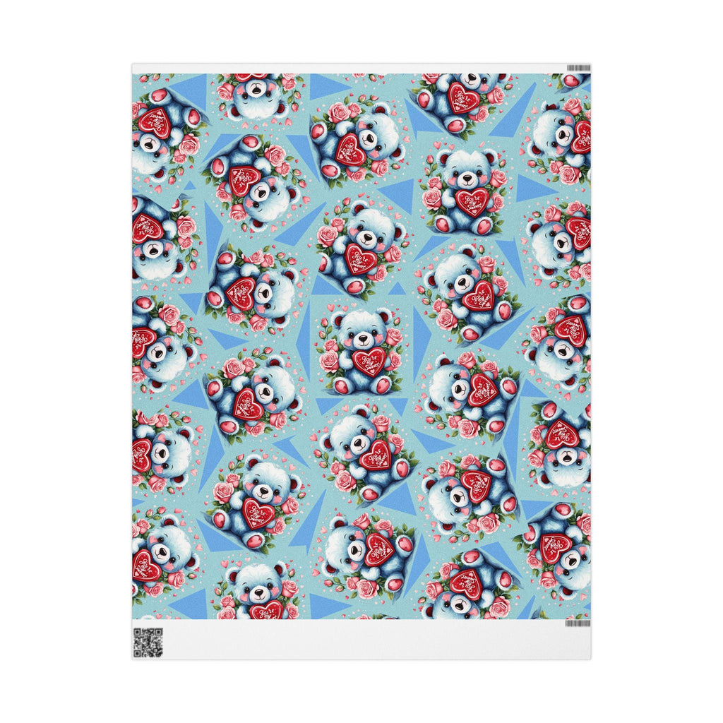 Teddy Bear & Roses Wrapping Paper | Valentine's Day Gift Wrap