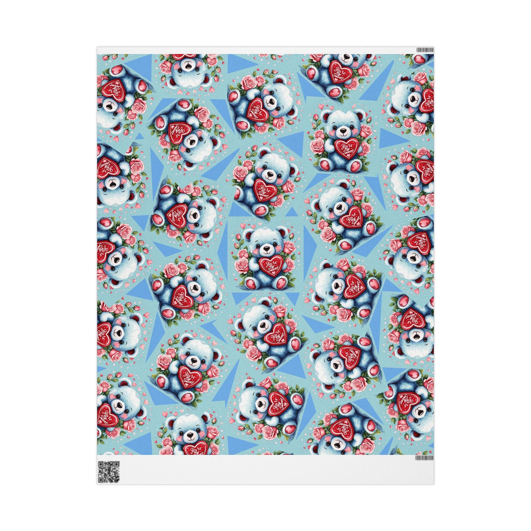 Teddy Bear & Roses Wrapping Paper | Valentine's Day Gift Wrap