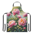 Pink Peonies Floral Apron | Garden Flowers Painted Bloom Kitchen