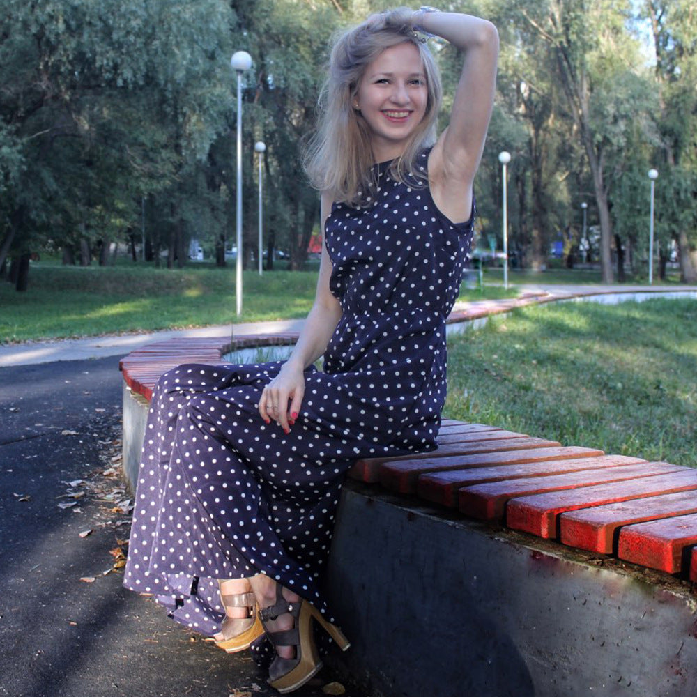 Explosion polka dot button jumpsuit-AURA REGALIA 