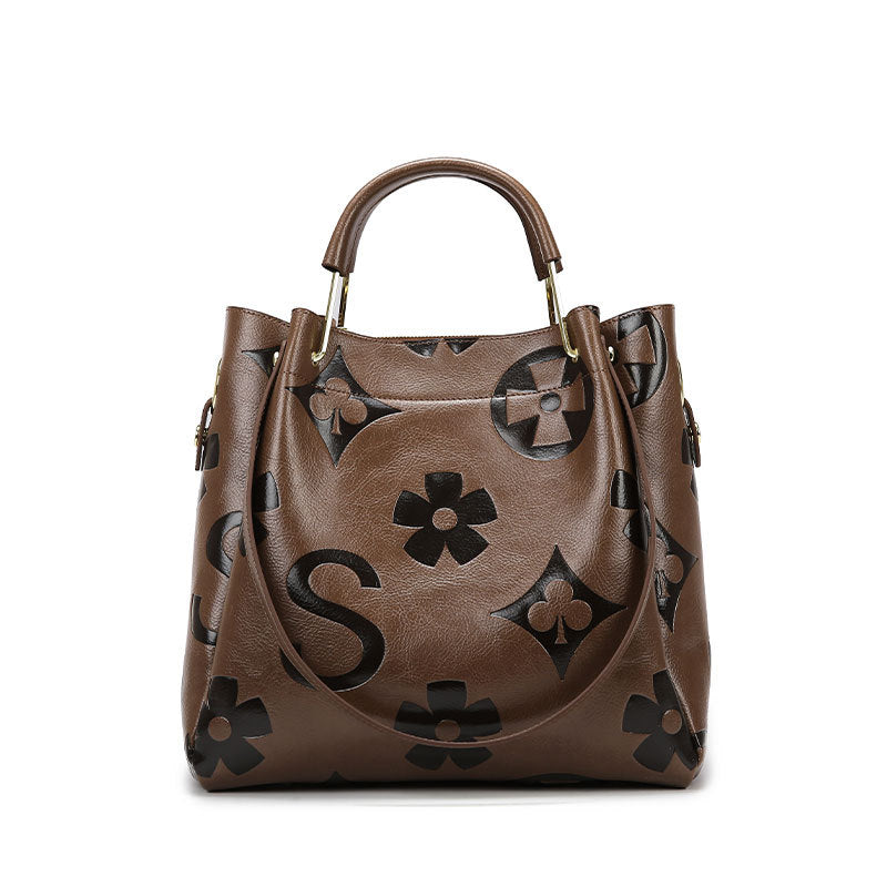 Handbag Women's Fashion Embossed Tote Bag Large Capacity Maternity Bucket Bag-AURA REGALIA 