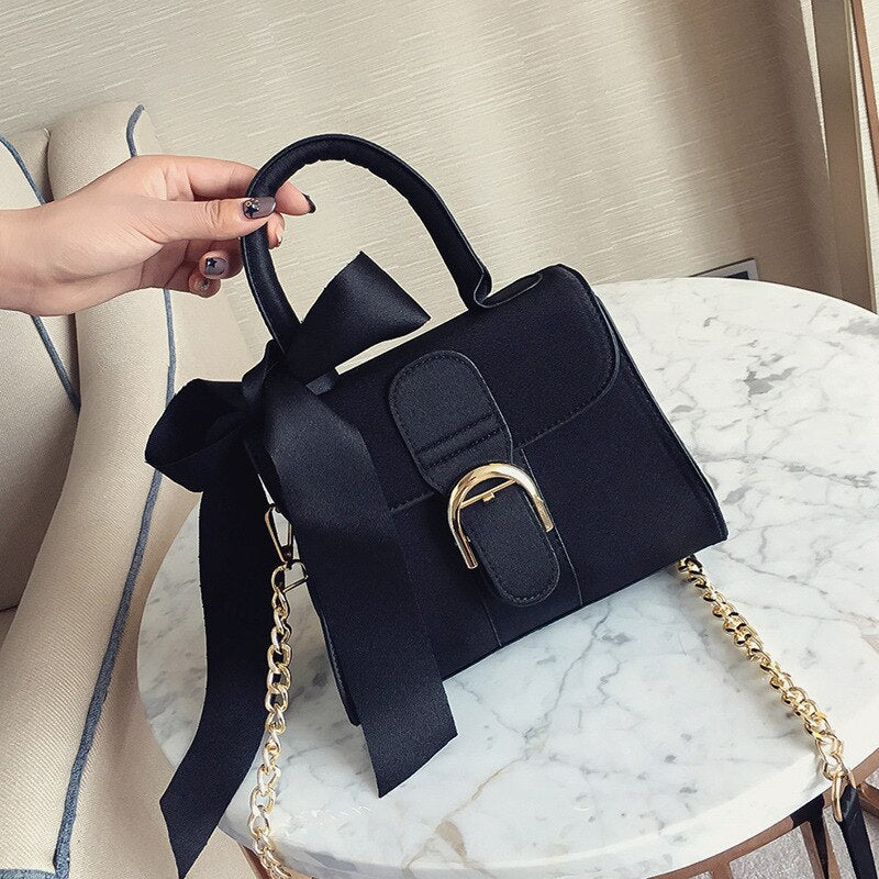 Top-handle bags women handbag chain bags new fashion European style velvet wild bow portable crossbody bags for women-AURA REGALIA 