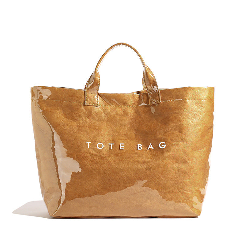 Vintage PVC tote with DuPont lettering. Simple, transparent, large - capacity handbag