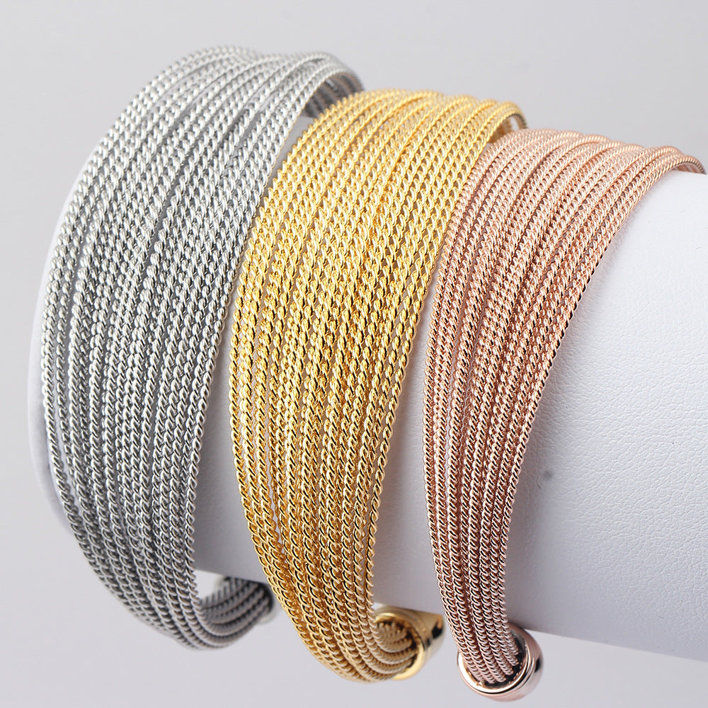 Stainless steel strand combination opening bracelet-AURA REGALIA 