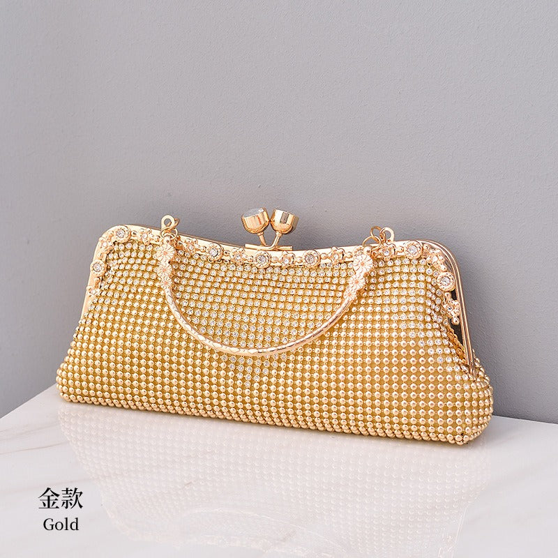 Water Diamond Dinner Bag Celebrity Handheld Bag Fashion Diagonal Straddle Bag New Versatile Evening Dress Bag Girl-AURA REGALIA 