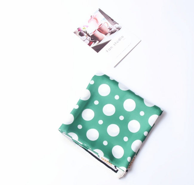 Women silk scarf square shawl hair neck dot print scarves-AURA REGALIA 