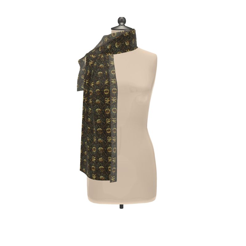 Aura Regalia: The Midnight Gold Silk Signature Scarf Wrap or Shawl-AURA REGALIA 