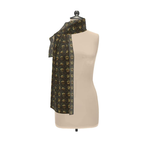Aura Regalia: The Midnight Gold Silk Signature Scarf Wrap or Shawl-AURA REGALIA 