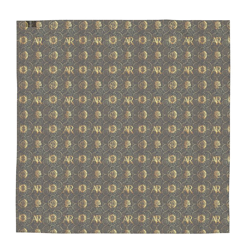 Aura Regalia: The Midnight Gold Silk Signature Scarf-AURA REGALIA 