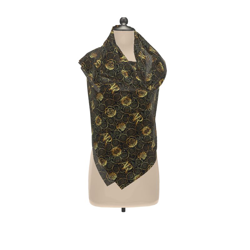 Aura Regalia: The Midnight Gold Silk Signature Scarf-AURA REGALIA 