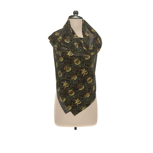 Aura Regalia: The Midnight Gold Silk Signature Scarf-AURA REGALIA 