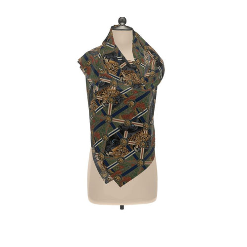 Aura Regalia: The Mosaic Panther & Leopard Silk Scarf Wrap or Shawl-AURA REGALIA 