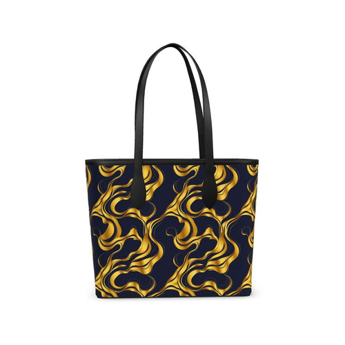 Aura Regalia: Midnight Gold City Shopper | Leather Tote-AURA REGALIA 